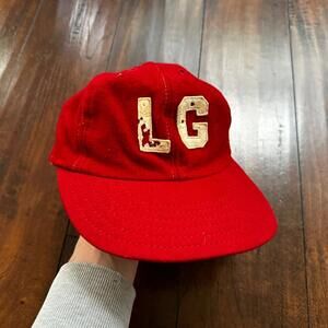 LG Wool 1960s 60s 70s Vintage Hat Cap Snapback Red 7 1/4 Rockabilly Hip Cool